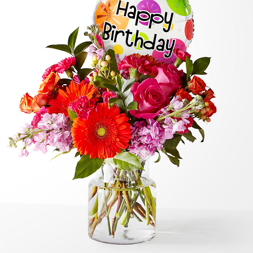 Fiesta Bouquet with Birthday Balloon – LA DEANNE'S FLORIST, Cuthbert GA