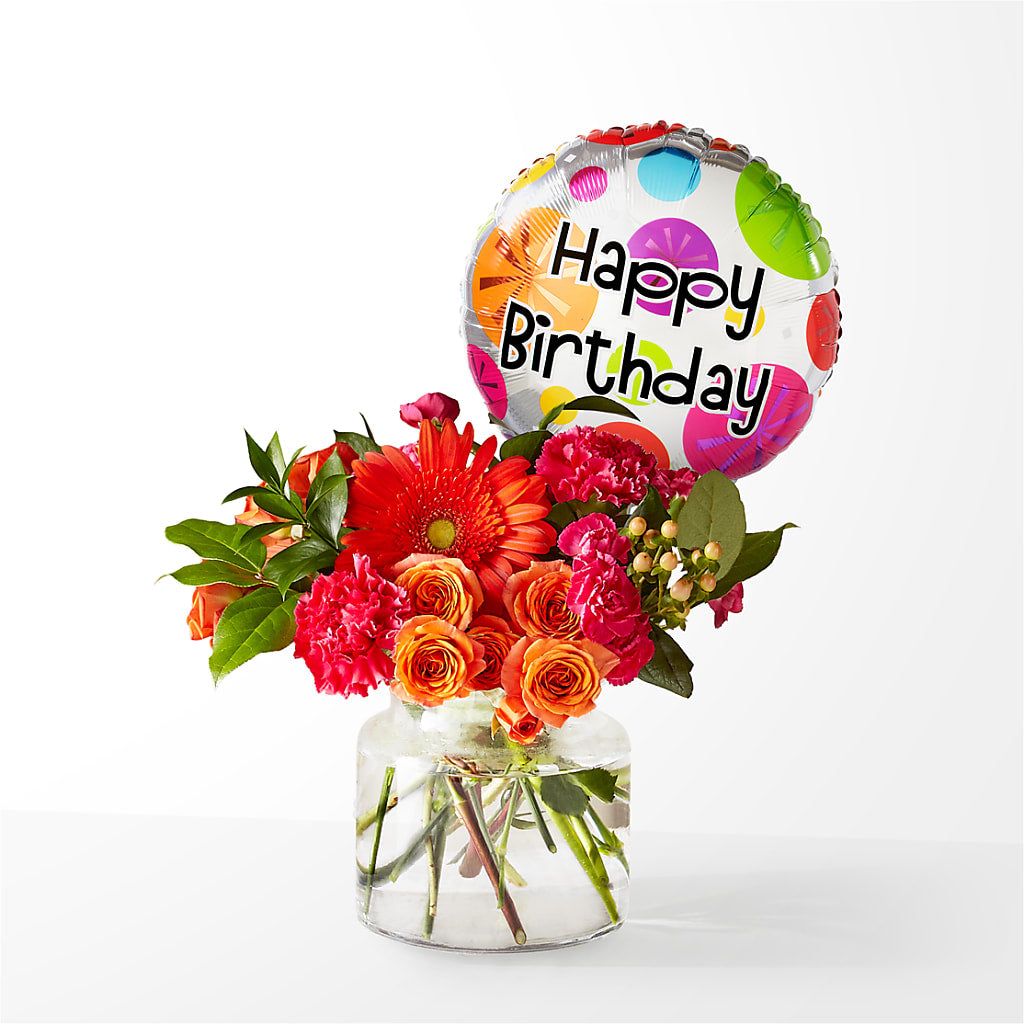Fiesta Bouquet with Birthday Balloon – LA DEANNE'S FLORIST, Cuthbert GA