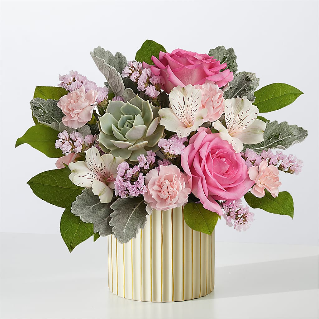 Dusty Rose Bouquet with Ivory Vase – LA DEANNE'S FLORIST, Cuthbert GA