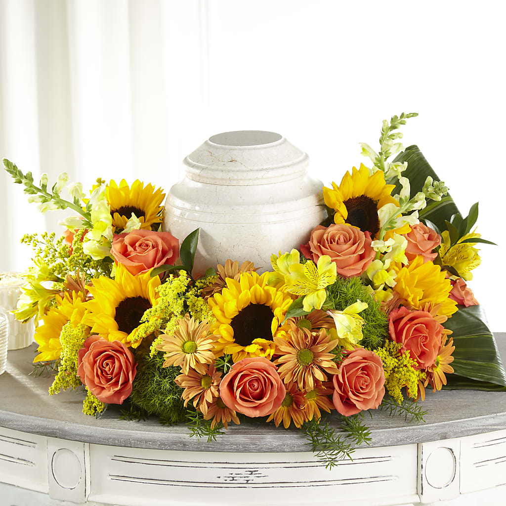 Faithful Sunflower Cremation Adornment – LA DEANNE'S FLORIST, Cuthbert GA