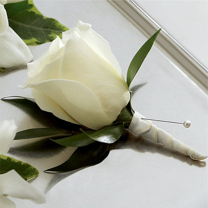 White Rose Boutonniere – LA DEANNE'S FLORIST, Cuthbert GA