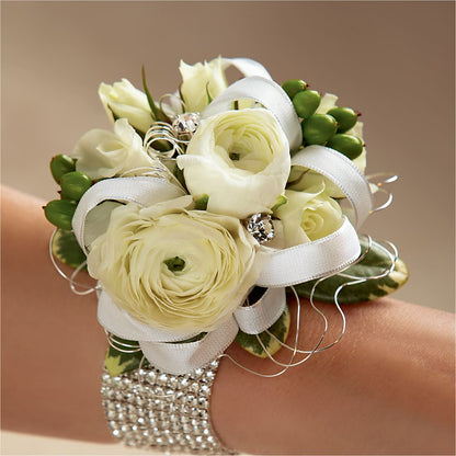 White Wedding Corsage – LA DEANNE'S FLORIST, Cuthbert GA